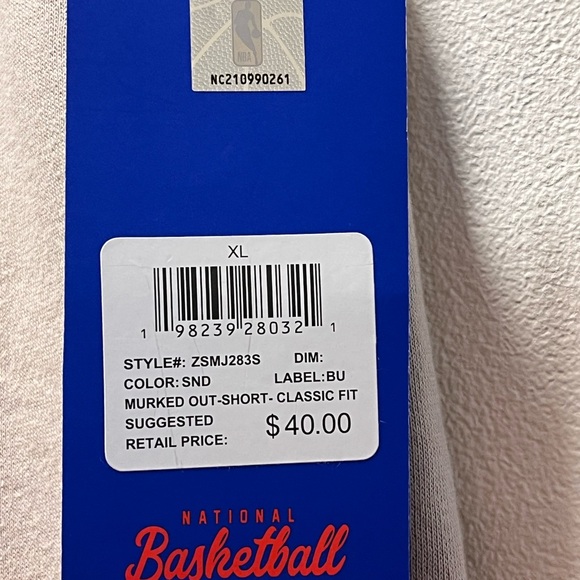 NBA Classic Fit Sporty Fleece Lined Basketball Shorts, NBA Logo, Sz XL, Tan - Picture 5 of 8